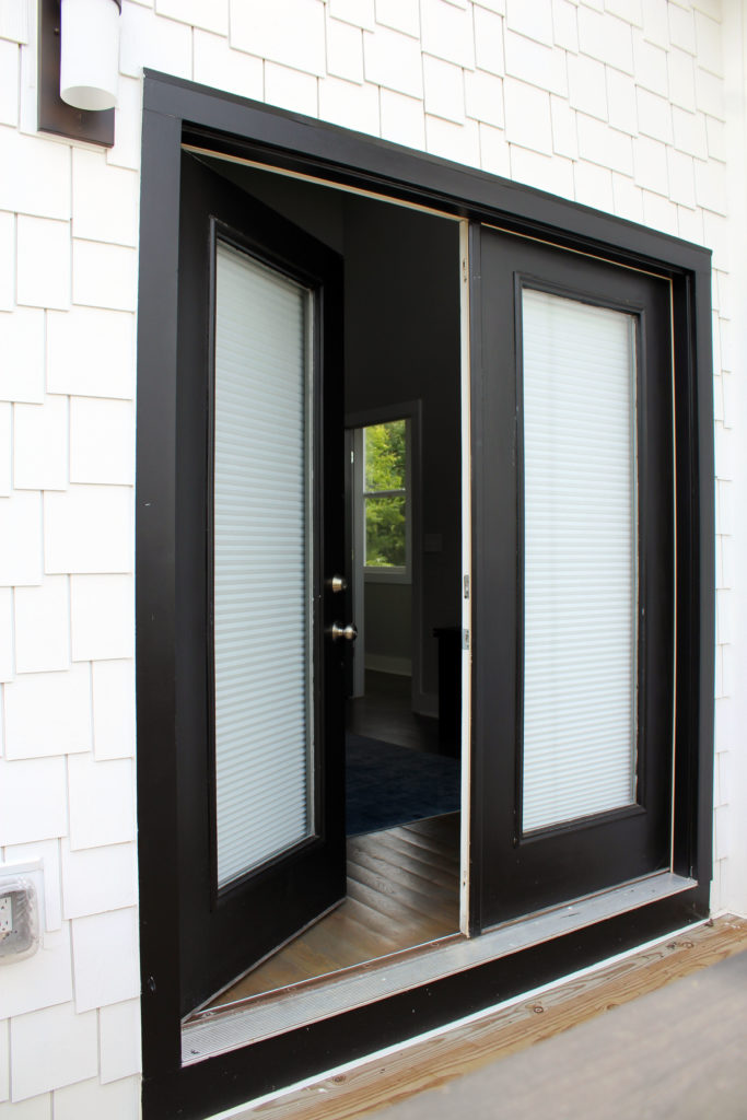 Custom shades installed on double entrance door In Tennessee